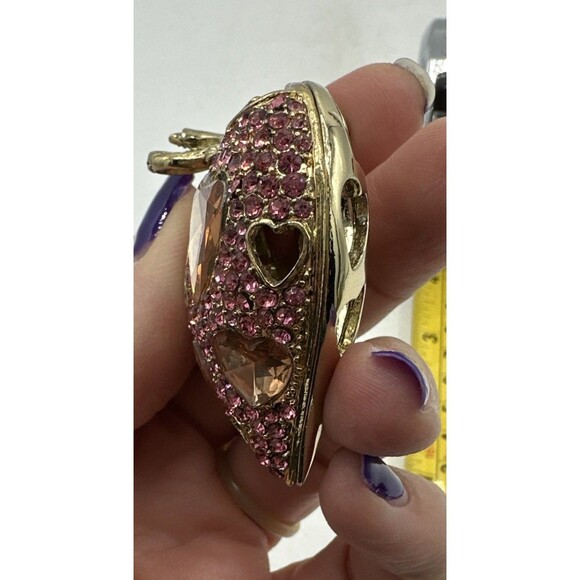 Betsey Johnson Heart Necklace Pink Rhinestones Pinkalicious Collection Gold Tone - Picture 13 of 16